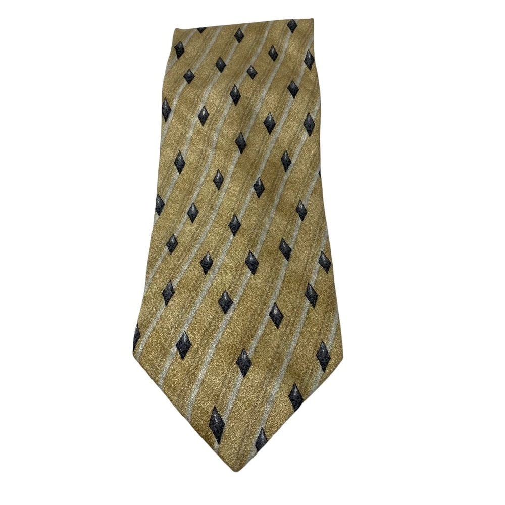 Joseph Abboud Gold with Gray Diamonds Design Men’s Necktie.